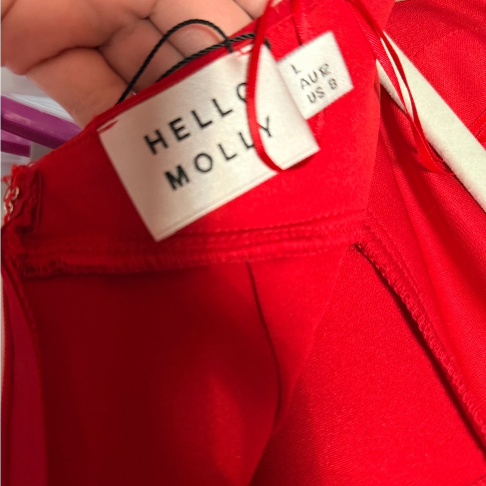 Hello Molly Vibrant Red One-Shoulder Dress - Picture 5 of 7